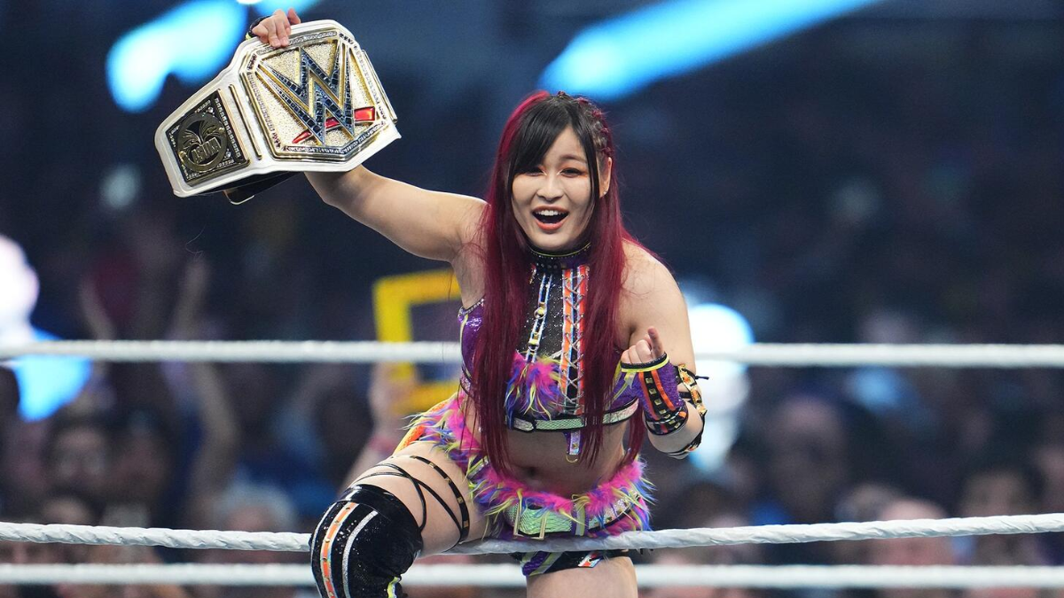 IYO SKY (Io Shirai) defeats Bianca Belair at WWE SummerSlam 2023, capturing the WWE Women's World Championship after cashing in her Money in the Bank briefcase. The victory capped her ascent from the 2012 Narita incident to becoming one of WWE's most decorated female champions. 