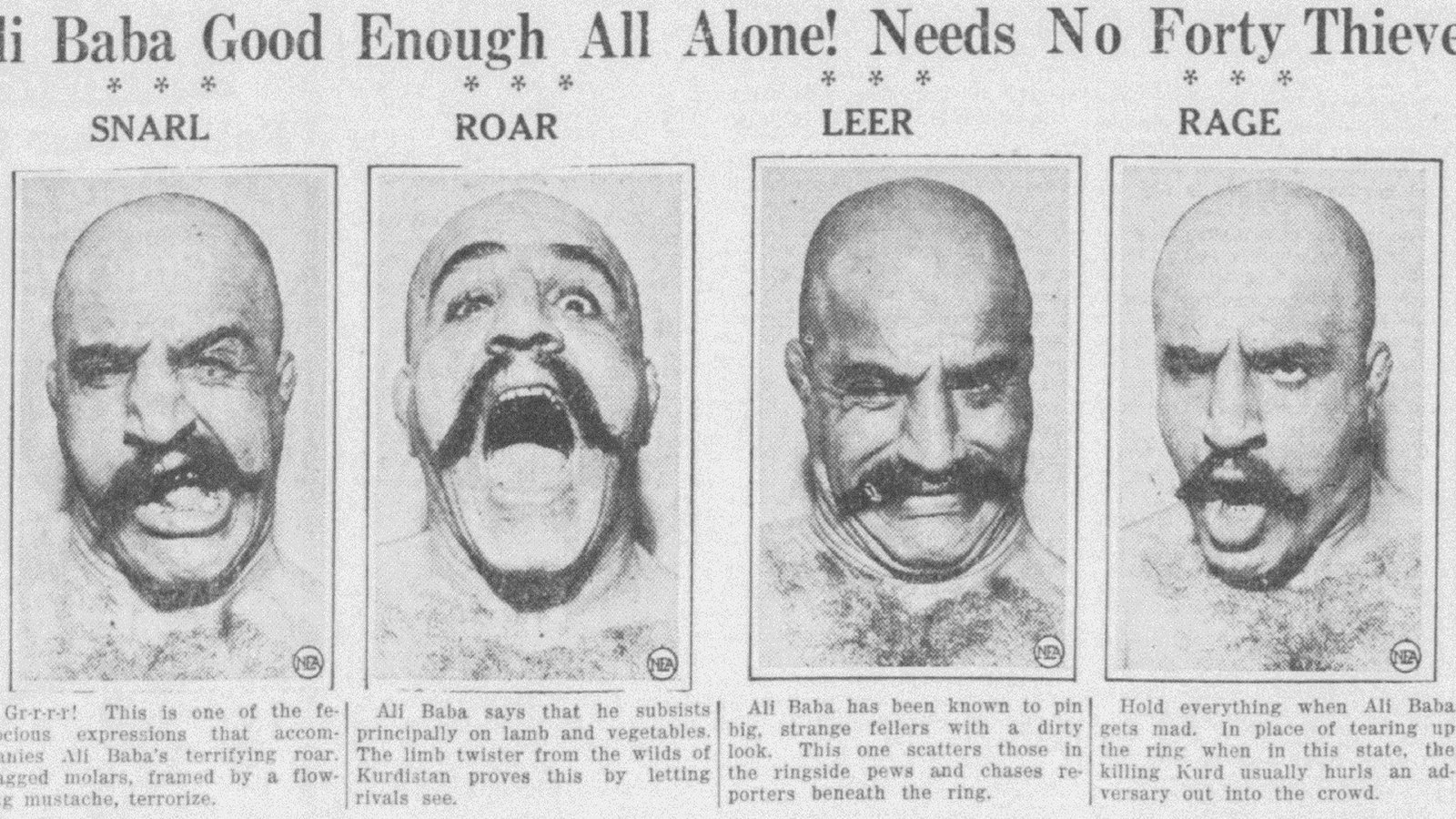 Arteen Ekizian, an Armenian Genocide survivor and former U.S. Navy wrestling champion honored by President Coolidge, rose as the ultimate pro wrestling heel Ali Baba in the 1930s, capturing the World Heavyweight title from Dick Shikat in Detroit on April 24, 1936. Portraying a fearsome Terrible Turk with fez, shaved head, and walrus mustache, he drew massive heat as a foreign villain in various territories.