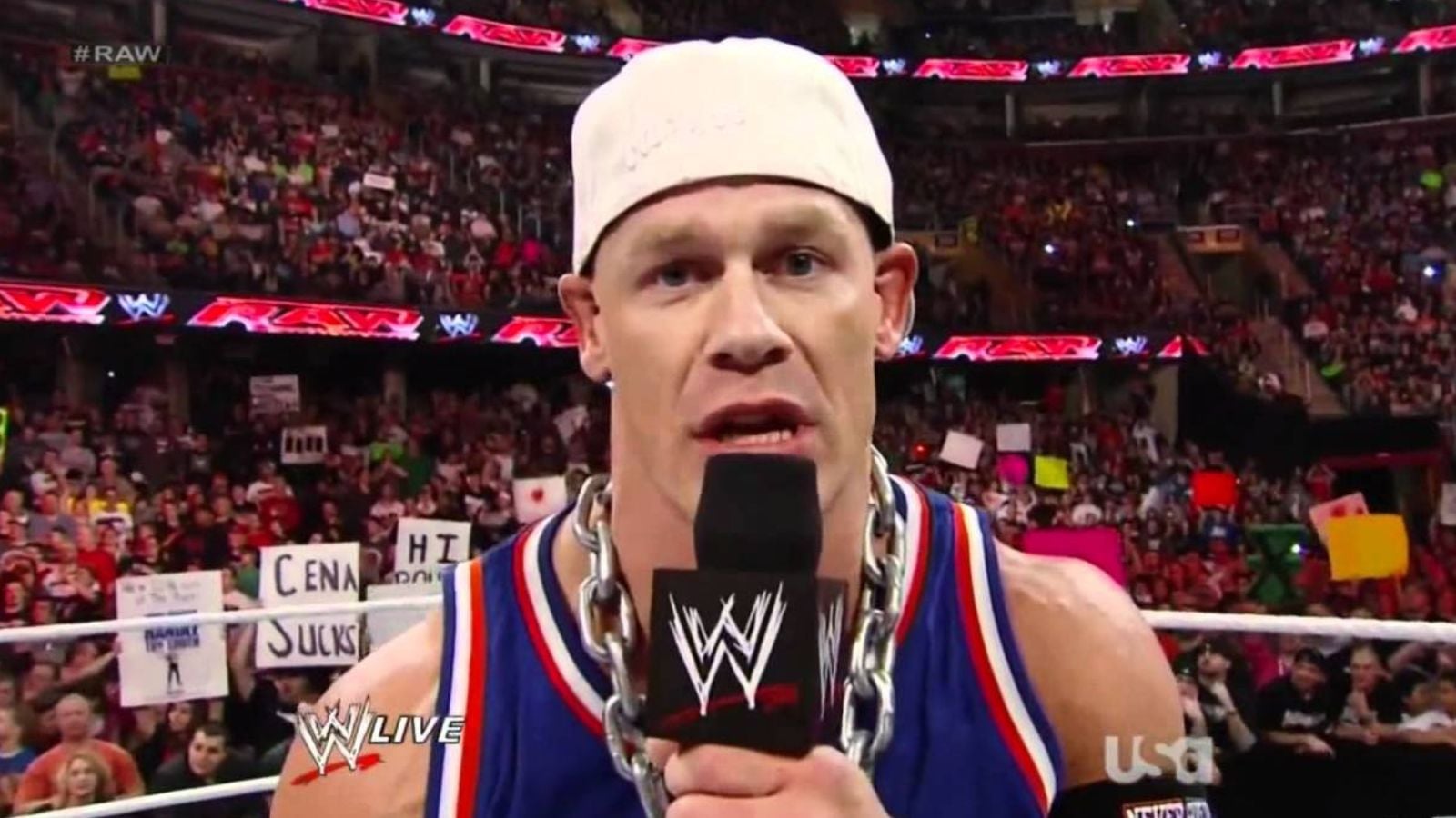 John Cena performing as the Doctor of Thuganomics which led to his platinum selling album You Cant See Me