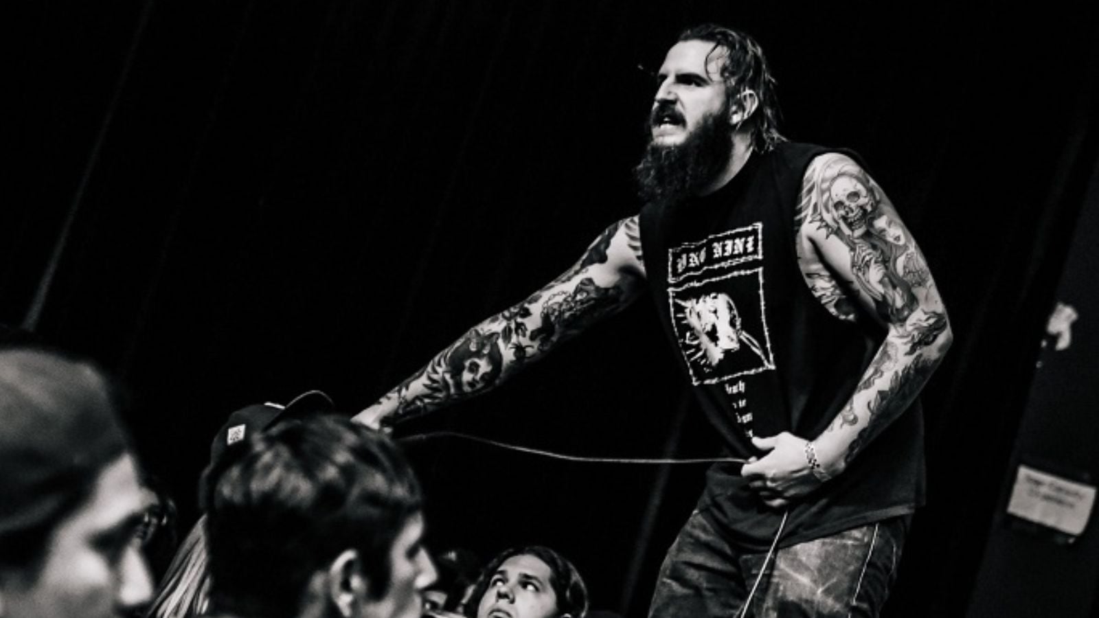 Brody King performing as lead singer of hardcore band Gods Hate whose debut full-length album Mass Murder was released in 2016