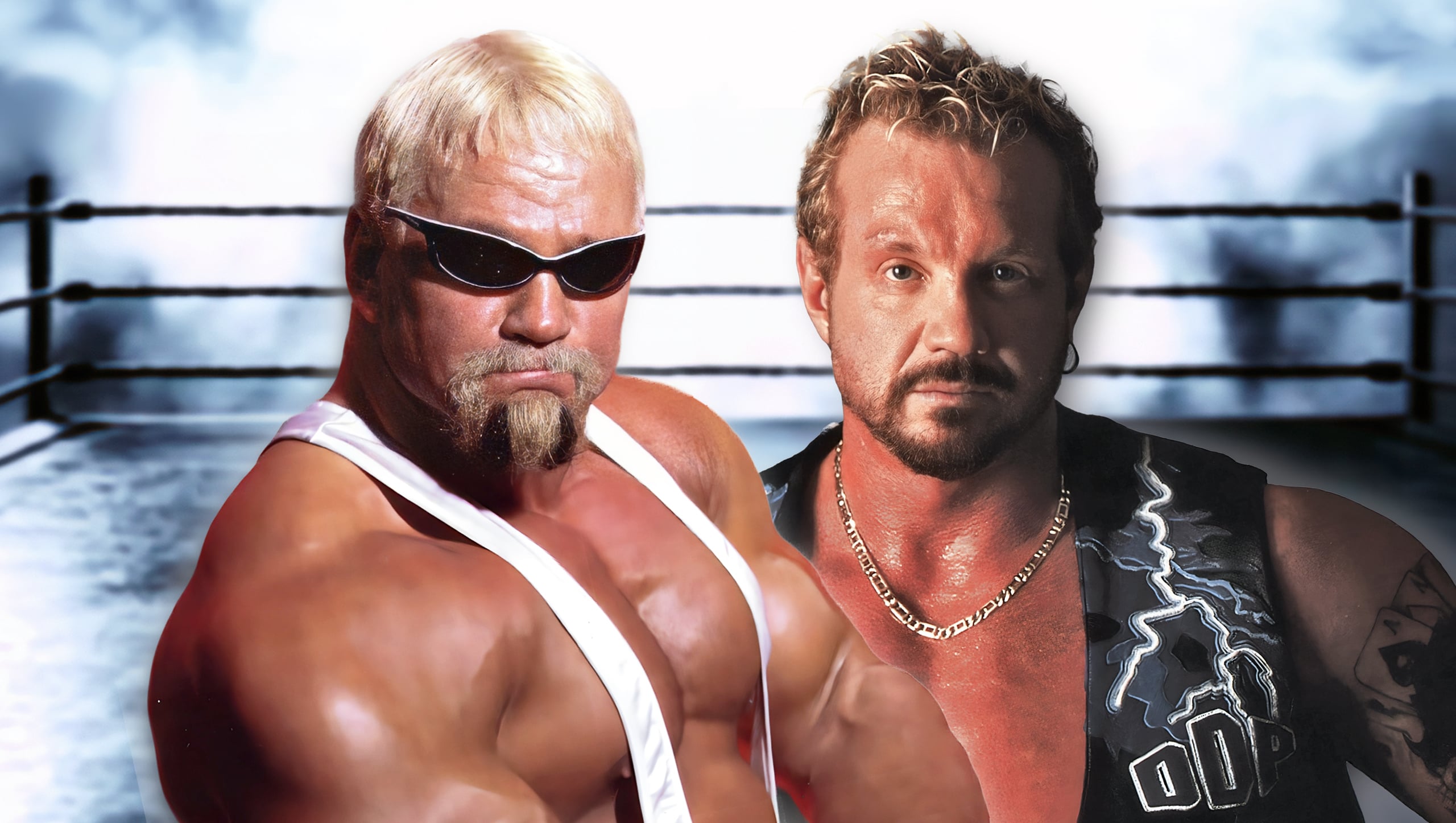 Scott Steiner did not just fight Diamond Dallas Page backstage in WCW in 2000. He allegedly tried to gouge out his eye, leaving permanent damage behind. Photo Credit: WWE. Artwork by Pro Wrestling Stories.