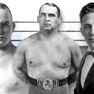 Joseph “Toots” Mondt, Ed “Strangler” Lewis, and Billy Sandow, collectively known as the Gold Dust Trio - three men at the center of one of professional wrestling’s most debated chapters in history. Artwork by Pro Wrestling Stories.