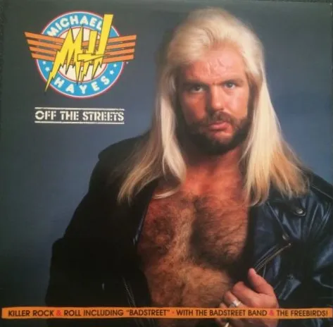 The cover of Michael PS Hayes 1987 solo album Off The Streets released on Grand Theft Records