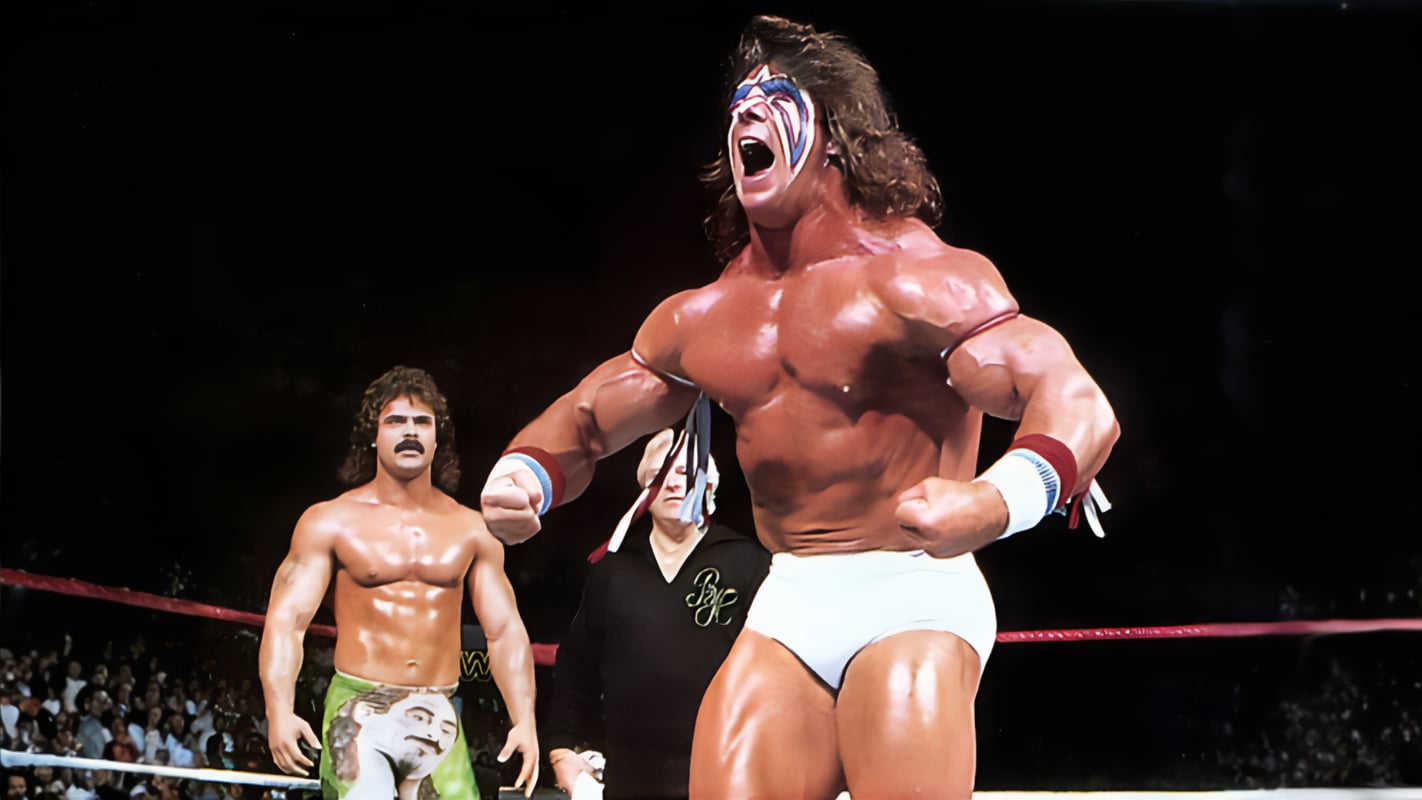 At WrestleMania V on April 2, 1989, Ultimate Warrior defended the WWF Intercontinental Championship against Rick Rude in Atlantic City, New Jersey, where Rude scored a major upset win that elevated both men and deepened their on-screen rivalry.