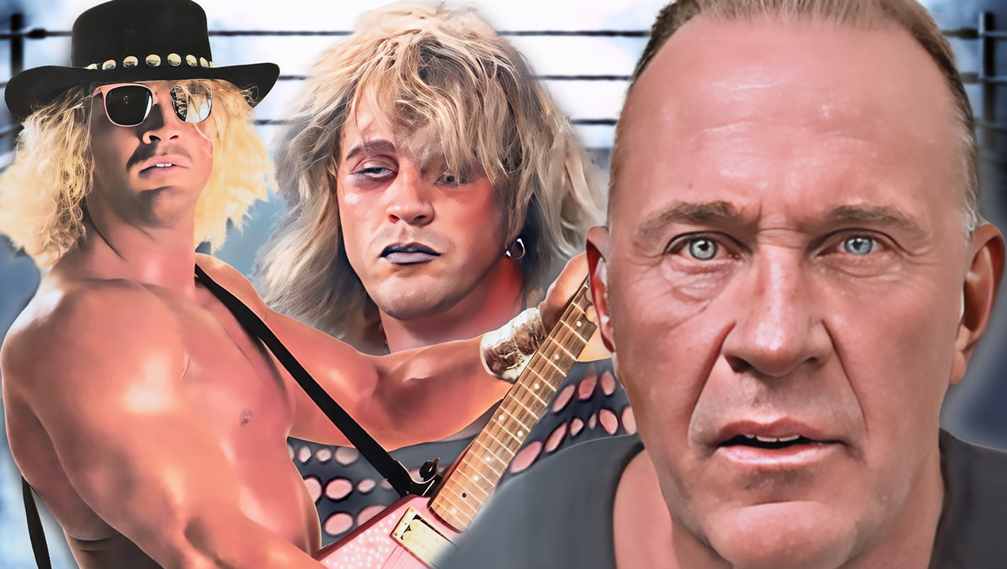 Van Hammer (Mark Hildreth), from the bleach-blond WCW hopeful who arrived with a Flying V guitar and a $150,000 contract, to the brooding outcast of Raven's Flock, to the man whose name returned to headlines for all the wrong reasons. How he got from the first image to the last is a story worth reading. Photo Credit: WWE, TMZ. Artwork by Pro Wrestling Stories.