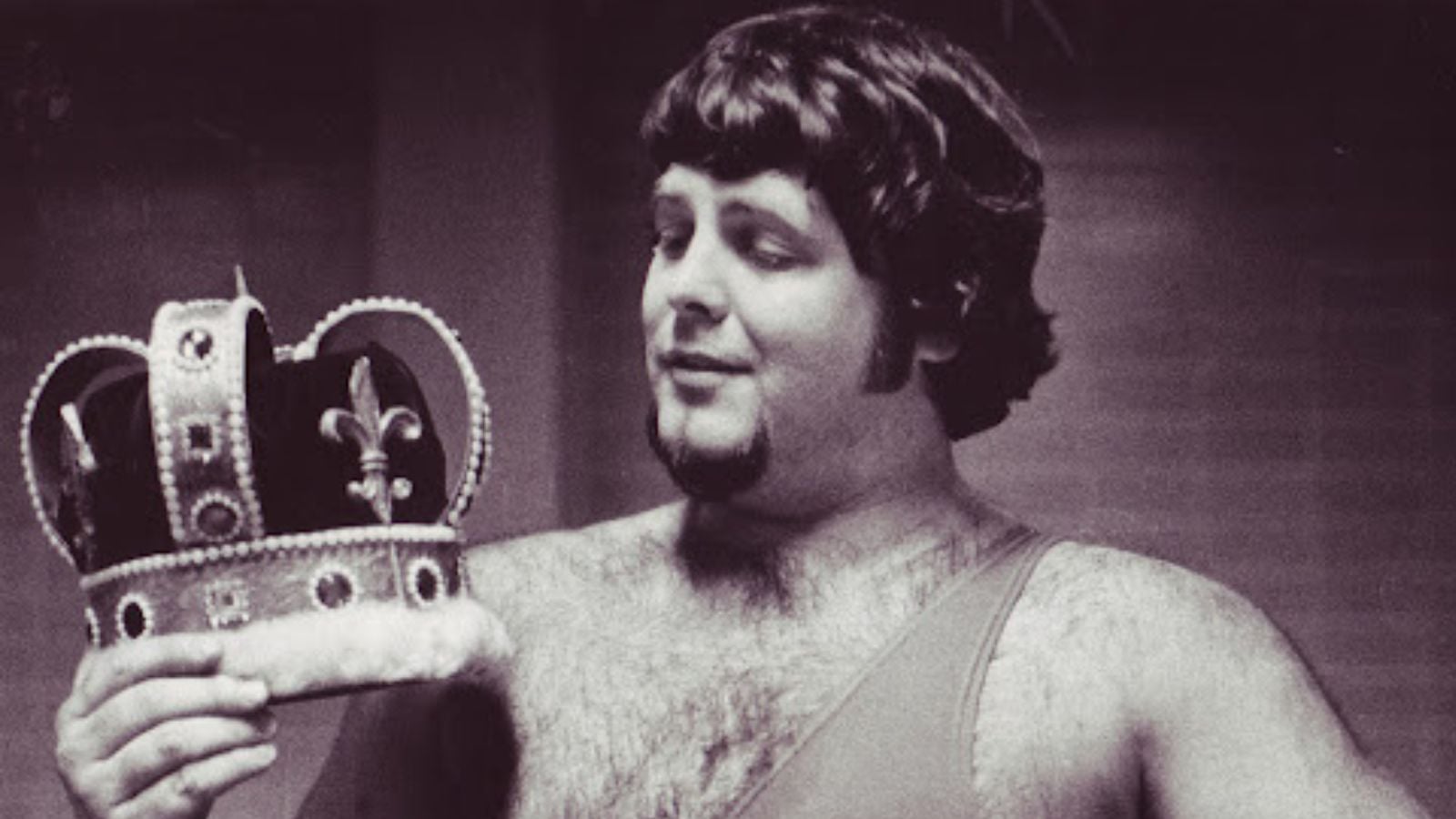 Jerry The King Lawler admires his crown during his Memphis Wrestling days