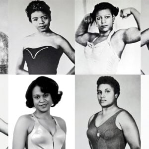 From top left: Ethel Johnson, Marva Scott, Kathleen Wimbley, Babs Wingo, Louise Greene, Ramona Isbell, Virginia Franklin, and Carroll Cullom. They wrestled in secret, dodged danger, and rewrote history: Discover 25 Black women who built pro wrestling’s golden era.
