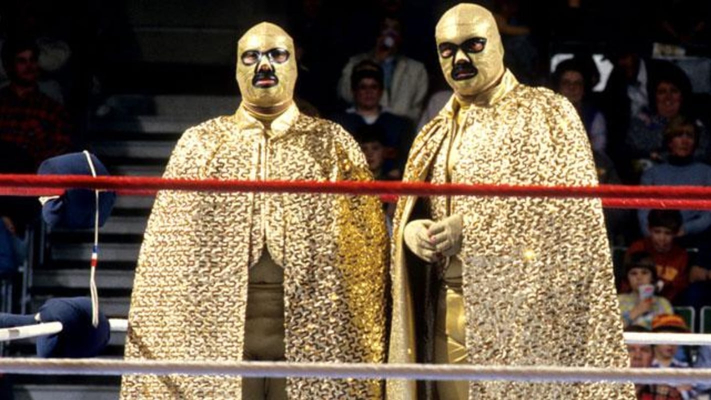 The Conquistadores, Jose Luis Rivera and Jose Estrada Sr., were the gold-masked mystery team of the late-1980s WWF, durable opponents who shared the ring with top acts including The Rockers, The Hart Foundation, and Demolition.