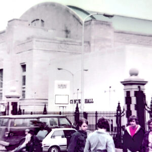 The Philadelphia Civic Center at 3400 Civic Center Boulevard, the longtime home of major professional events in the city, and the site of Jim Crockett Promotions' July 20, 1985, NWA card. The venue was demolished in 1995.