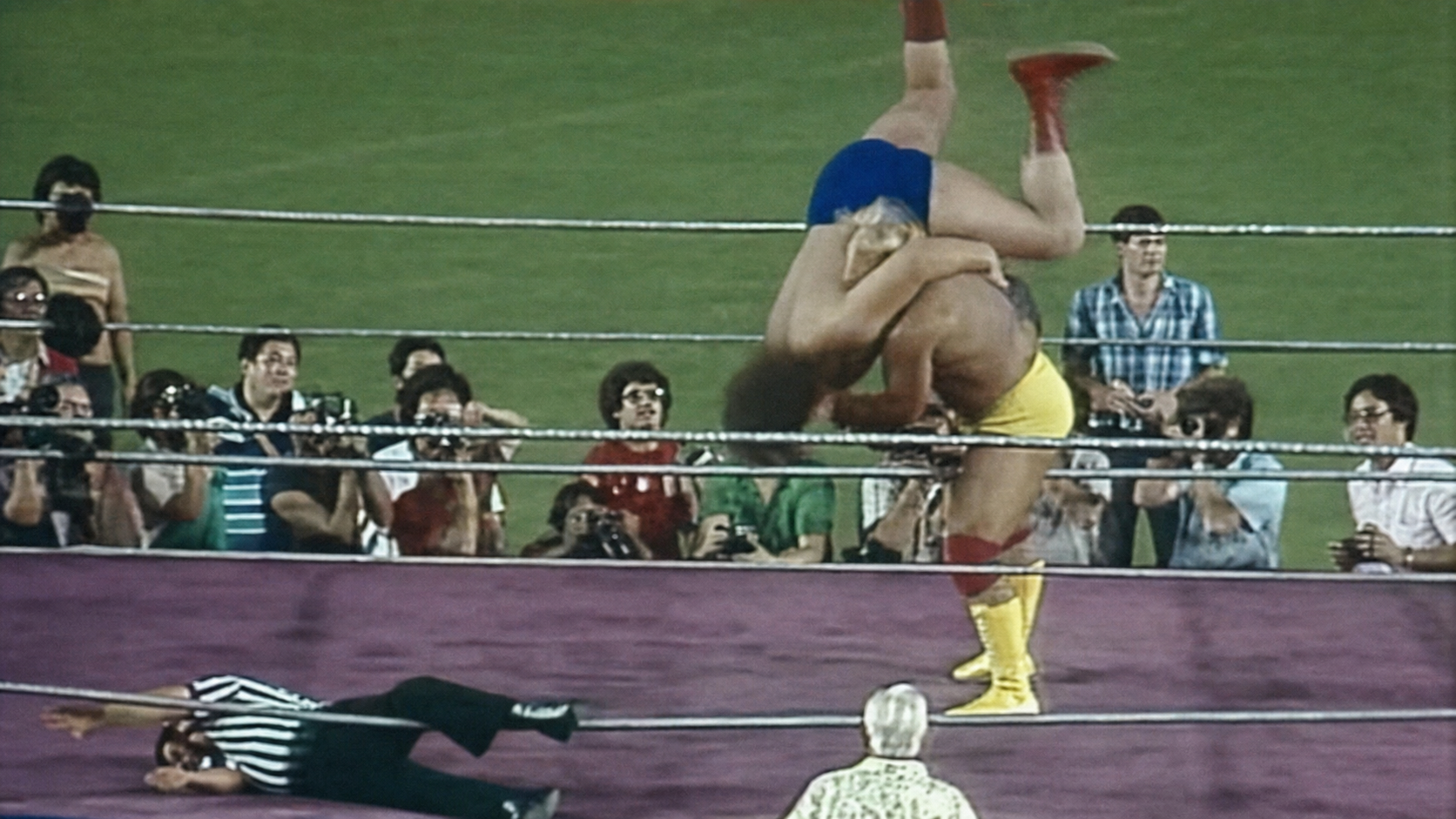 30 Times Andre the Giant Was Bodyslammed Hulk Hogan, managed by Freddie Blassie, bodyslams Andre the Giant before 36,295 fans at Showdown at Shea on August 9, 1980, at Shea Stadium in Flushing, New York.