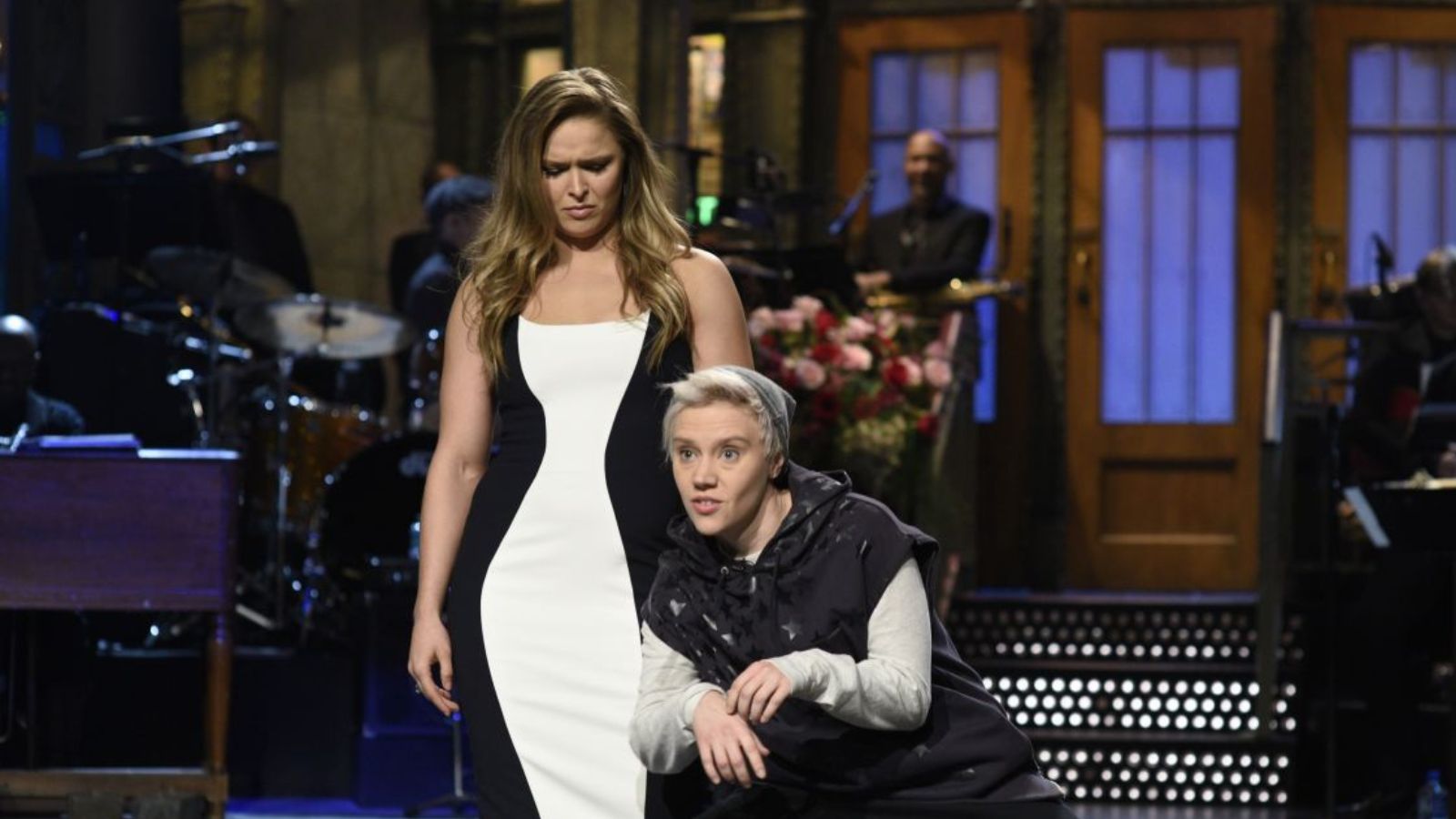 10 Times WWE Stars Took Over Saturday Night Live Ronda Rousey looks on during her Saturday Night Live hosting debut in the cold open with Kate McKinnon, Season 41 Episode 11 on January 23 2016