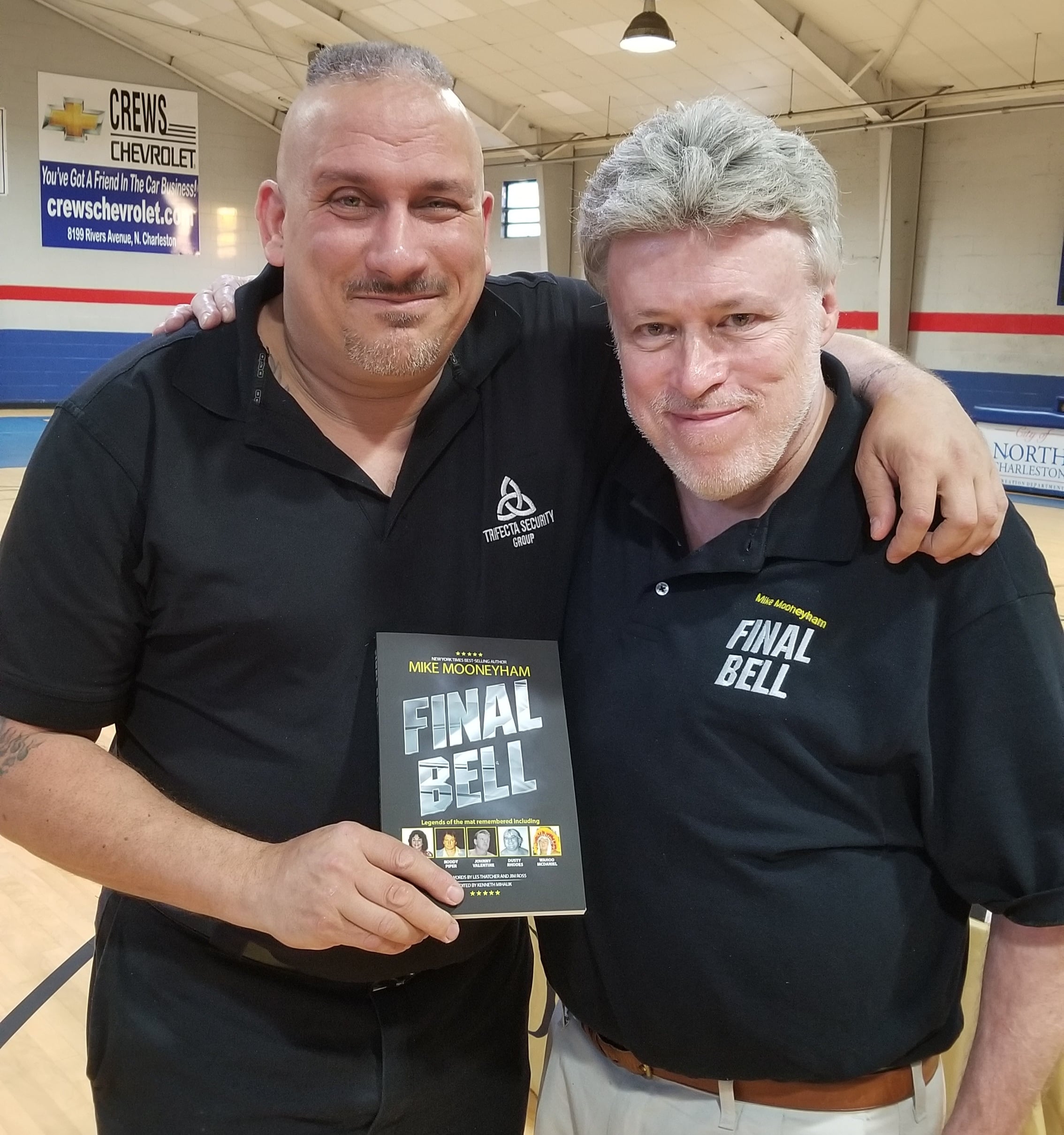 Mike Mooneyham with Joe Blumenfeld, owner of Old School Championship Wrestling, reflecting on decades of community-driven independent wrestling in South Carolina.