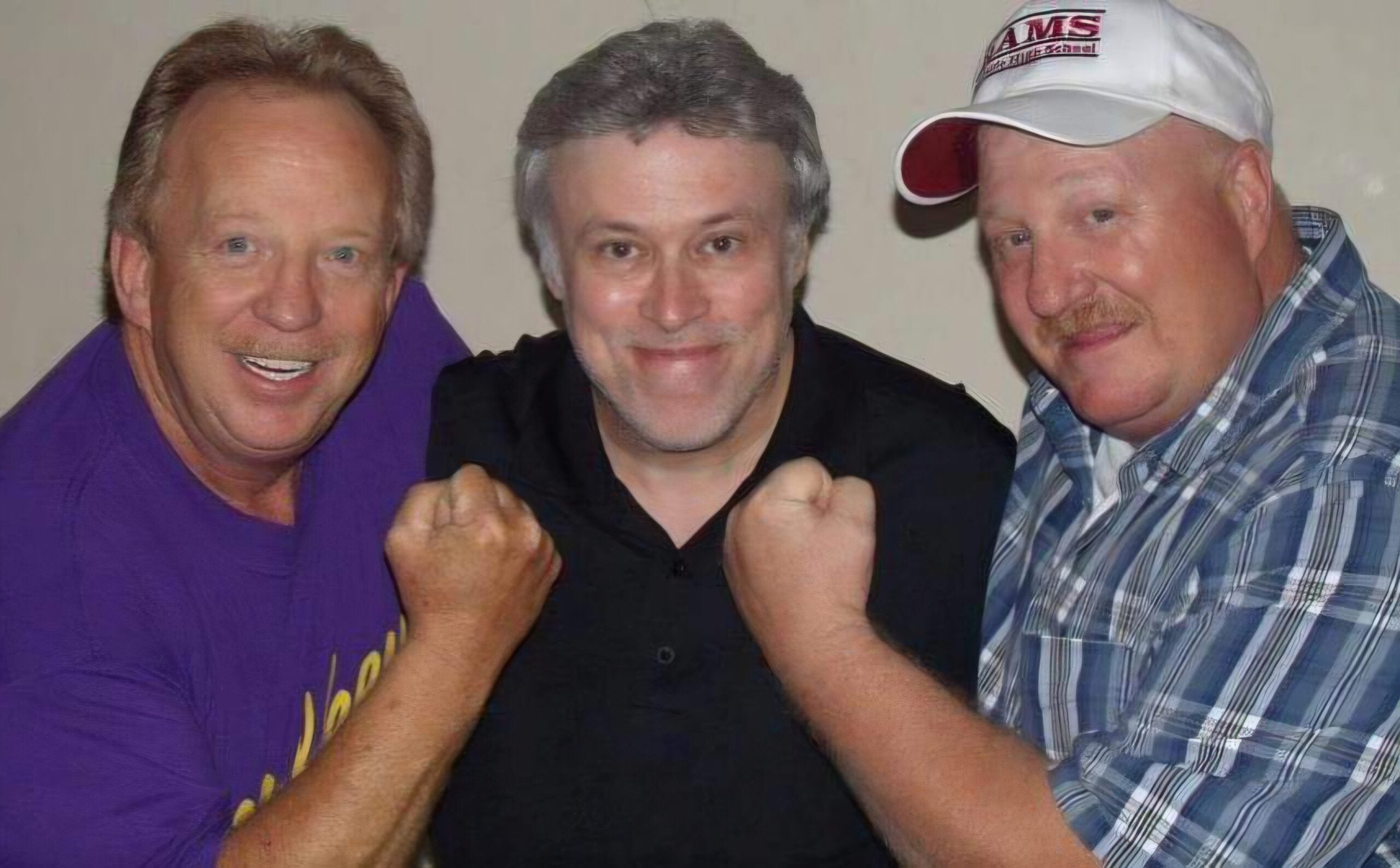 Mike Mooneyham with the Mulkey family, longtime figures in South Carolina professional wrestling circles connected to the region's independent scene.