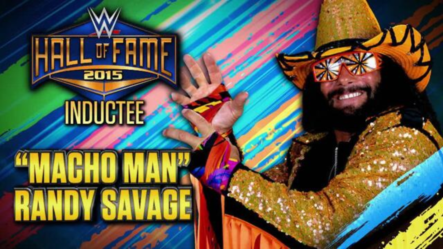 Randy Savage, seen here in his colorful ring attire, was inducted into the WWE Hall of Fame Class of 2015, four years after his death.