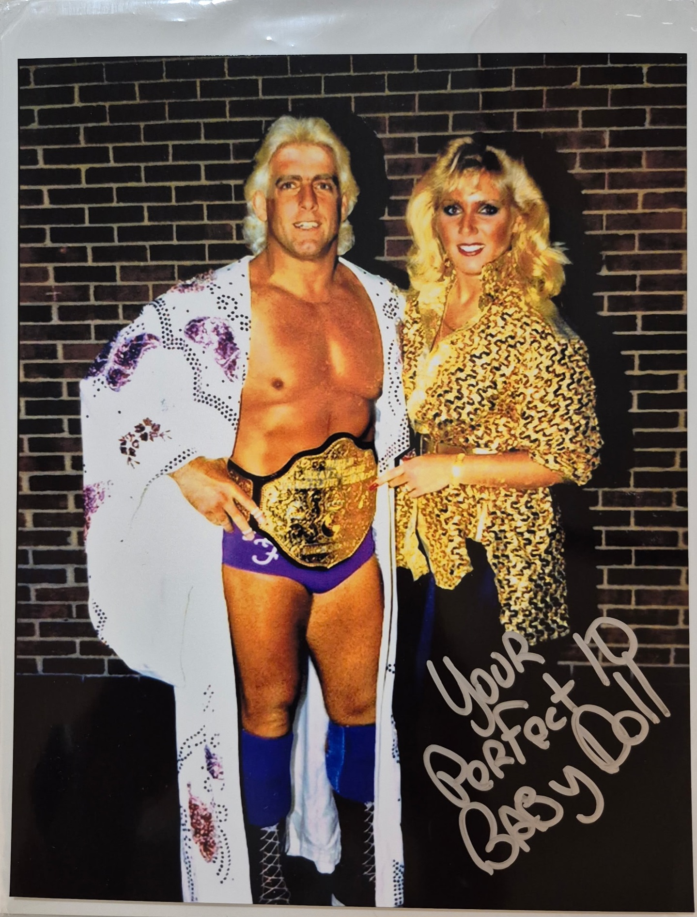 Baby Doll (Nickla Roberts) Signed 8x10 Photo Autograph (pictured with Ric Flair)