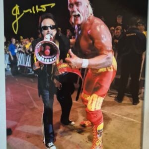 Jimmy Hart Signed WWF 8x10 Photo Autograph (pictured with Hulk Hogan)