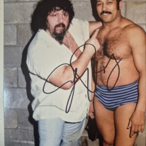 Johnny Rodz Signed WWF 8x10 Photo Autograph (pictured with Captain Lou Albano)