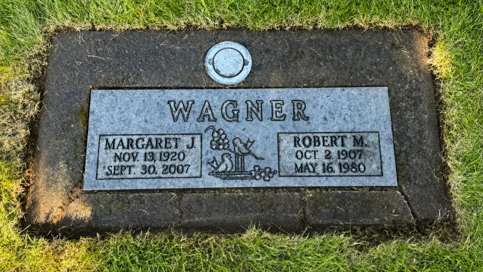 The gravestone of Bob 'Strangler' Wagner, born Herbert Marine, who spent his final years running a dairy farm in Canby, Oregon, after a career as one of professional wrestling's most credible pre-television challengers.