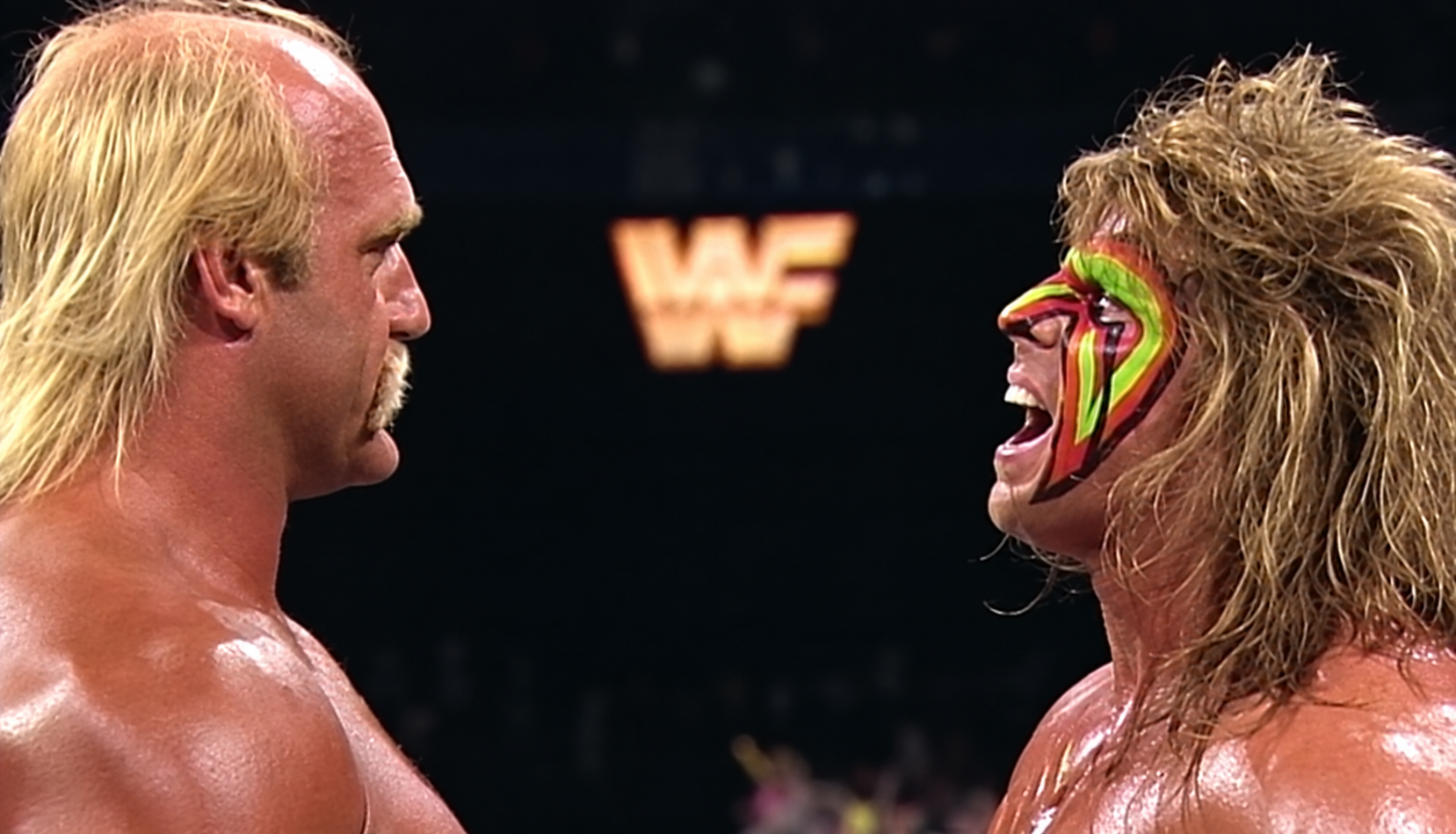 Hulk Hogan and Ultimate Warrior put the WWF and Intercontinental championships at stake in the Ultimate Challenge at WrestleMania VI. 